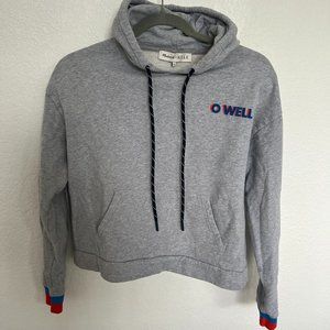Madewell x Kule O Well Graphic Cropped Hoodie Sweatshirt Gray Size M